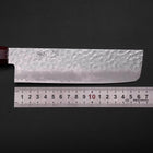 Nakiri VG-10 Tsuchime Damascus Cherry Grey Handle 165mm-[Musashi]-[Japanese-Kitchen-Knives]