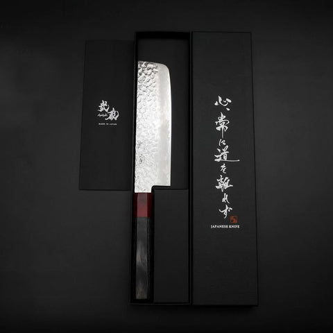Nakiri VG-10 Tsuchime Damascus Cherry Grey Handle 165mm-[Musashi]-[Japanese-Kitchen-Knives]