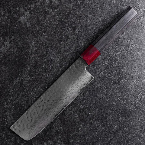 Nakiri VG-10 Tsuchime Damascus Pakka Handle 165mm (6.5”)-[Musashi]-[Japanese-Kitchen-Knives]