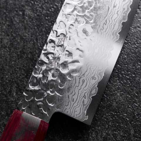 Nakiri VG-10 Tsuchime Damascus Pakka Handle 165mm (6.5”)-[Musashi]-[Japanese-Kitchen-Knives]