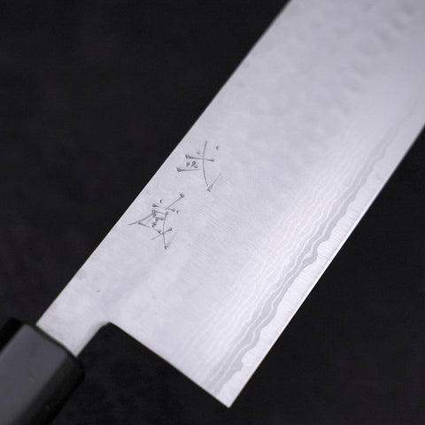 Nakiri VG-10 Tsuchime Damascus Walnut Handle 165mm-[Musashi]-[Japanese-Kitchen-Knives]