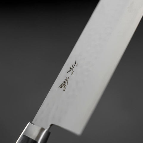 Nakiri VG-10 Tsuchime Damascus Western Blue Handle 165mm (6.5”)-[Musashi]-[Japanese-Kitchen-Knives]