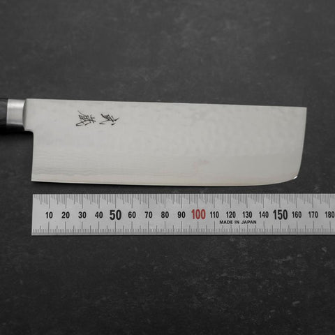 Nakiri VG-10 Tsuchime Damascus Western Blue Handle 165mm-[Musashi]-[Japanese-Kitchen-Knives]