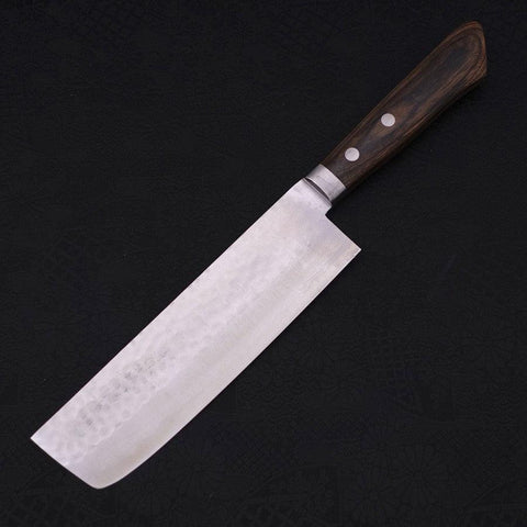 Nakiri VG-10 Tsuchime Damascus Western Brown Handle 165mm-[Musashi]-[Japanese-Kitchen-Knives]