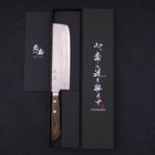 Nakiri VG-10 Tsuchime Damascus Western Brown Handle 165mm-[Musashi]-[Japanese-Kitchen-Knives]