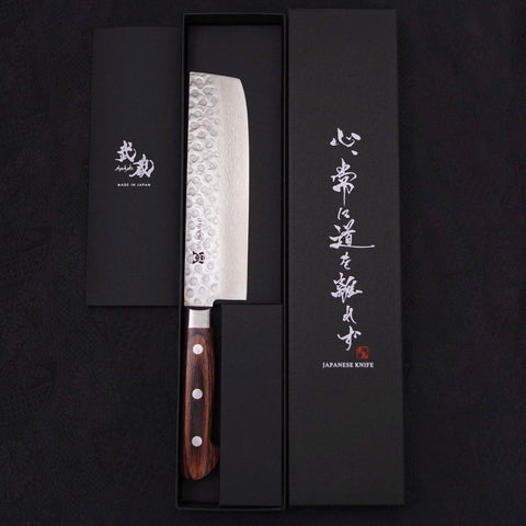 Nakiri VG-10 Tsuchime Damascus Western Handle 165mm-[Musashi]-[Japanese-Kitchen-Knives]