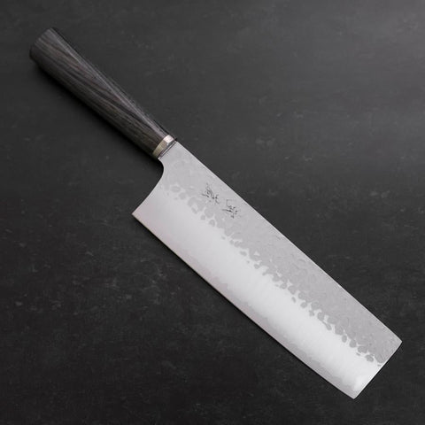 Nakiri VG-10 Tsuchime Oval Charcoal Handle 180mm-[Musashi]-[Japanese-Kitchen-Knives]