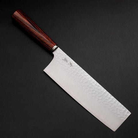 Nakiri VG-10 Tsuchime Oval Mahogany Handle 180mm-[Musashi]-[Japanese-Kitchen-Knives]