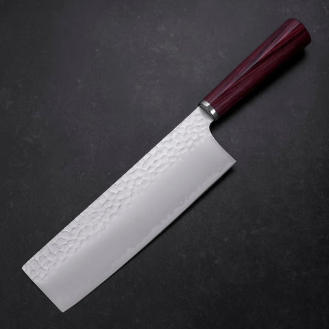 Nakiri VG-10 Tsuchime Oval Red Handle 180mm-[Musashi]-[Japanese-Kitchen-Knives]