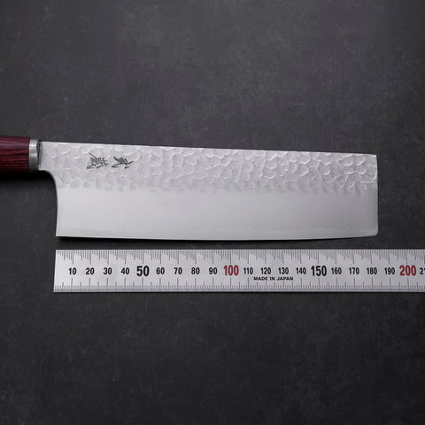 Nakiri VG-10 Tsuchime Oval Red Handle 180mm-[Musashi]-[Japanese-Kitchen-Knives]