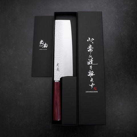 Nakiri VG-10 Tsuchime Oval Red Handle 180mm-[Musashi]-[Japanese-Kitchen-Knives]