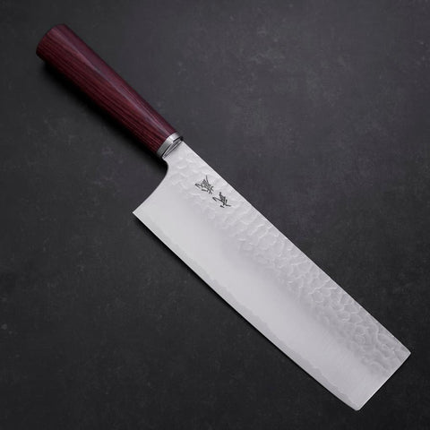 Nakiri VG-10 Tsuchime Oval Red Handle 180mm-[Musashi]-[Japanese-Kitchen-Knives]