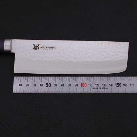 Nakiri VG-10 Tsuchime Western Dark Blue Handle 165mm-[Musashi]-[Japanese-Kitchen-Knives]