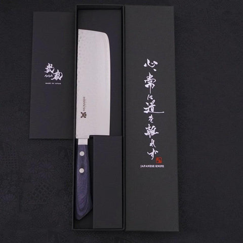 Nakiri VG-10 Tsuchime Western Dark Blue Handle 165mm-[Musashi]-[Japanese-Kitchen-Knives]