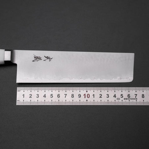 Nakiri VG-5 Tsuchime Western White Marble Handle 170mm (6.7”)-[Musashi]-[Japanese-Kitchen-Knives]