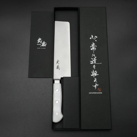 Nakiri VG-5 Tsuchime Western White Marble Handle 170mm (6.7”)-[Musashi]-[Japanese-Kitchen-Knives]
