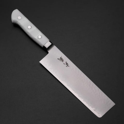 Nakiri VG-5 Tsuchime Western White Marble Handle 170mm (6.7”)-[Musashi]-[Japanese-Kitchen-Knives]
