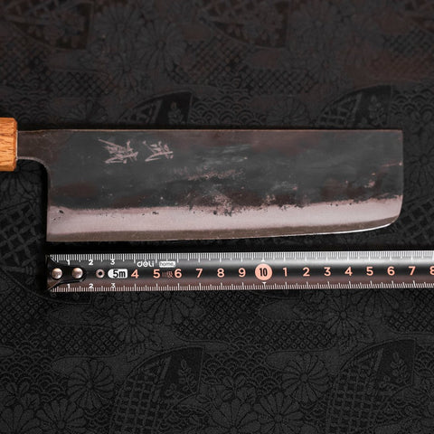 Nakiri White Steel #2 Kurouchi Oak Handle 165mm (6.5”)-[Musashi]-[Japanese-Kitchen-Knives]