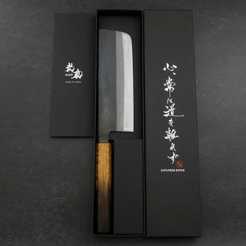 Nakiri White Steel #2 Kurouchi Yaki Urushi Handle 165mm-[Musashi]-[Japanese-Kitchen-Knives]