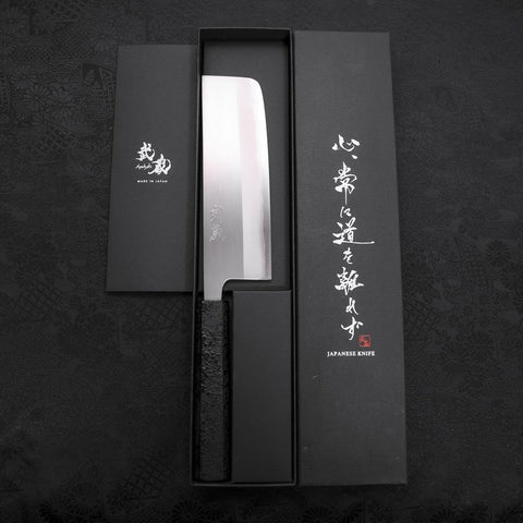 Nakiri White Steel #1 Pulido Mango Ishime Urushi Negro 165mm