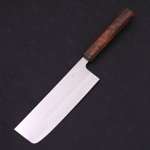 Nakiri White Steel #1 Polished Sumi Urushi Handle 165mm-[Musashi]-[Japanese-Kitchen-Knives]