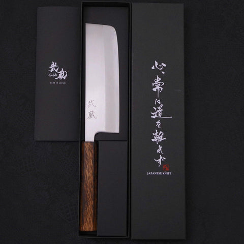 Nakiri White Steel #1 Polished Sumi Urushi Handle 165mm-[Musashi]-[Japanese-Kitchen-Knives]