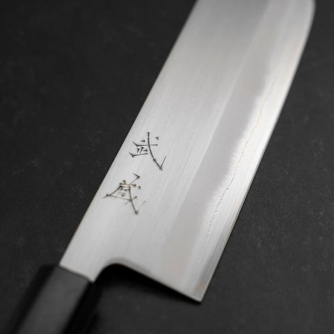Nakiri White Steel #1 Stainless Clad Buffalo Magnolia Handle 165mm-[Musashi]-[Japanese-Kitchen-Knives]