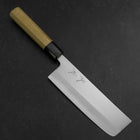 Nakiri White Steel #1 Stainless Clad Buffalo Magnolia Handle 165mm-[Musashi]-[Japanese-Kitchen-Knives]