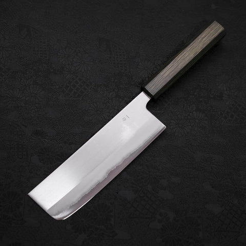 Nakiri White Steel #1 Revestimiento de Acero Inoxidable Pulido Mango Urushi Verde 165mm