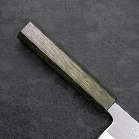 Nakiri White Steel #1 Revestimiento de Acero Inoxidable Pulido Mango Urushi Verde 165mm