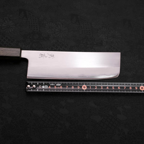 Nakiri White Steel #1 Revestimiento de Acero Inoxidable Pulido Mango Urushi Verde 165mm
