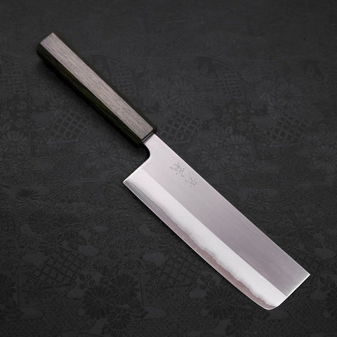 Nakiri White Steel #1 Revestimiento de Acero Inoxidable Pulido Mango Urushi Verde 165mm