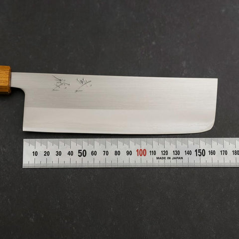 Nakiri White Steel #1 Stainless Clad Polished Oak Handle 165mm-[Musashi]-[Japanese-Kitchen-Knives]