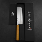 Nakiri White Steel #1 Stainless Clad Polished Oak Handle 165mm-[Musashi]-[Japanese-Kitchen-Knives]