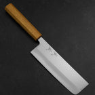 Nakiri White Steel #1 Stainless Clad Polished Oak Handle 165mm-[Musashi]-[Japanese-Kitchen-Knives]