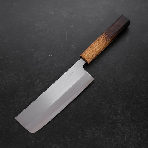 Nakiri White Steel #1 Stainless Clad Yaki Urushi Handle 165mm-[Musashi]-[Japanese-Kitchen-Knives]