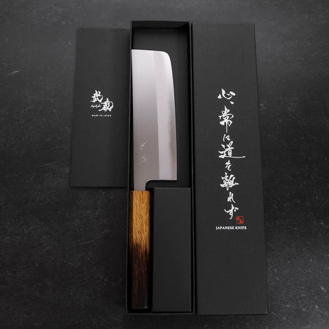 Nakiri White Steel #1 Stainless Clad Yaki Urushi Handle 165mm-[Musashi]-[Japanese-Kitchen-Knives]