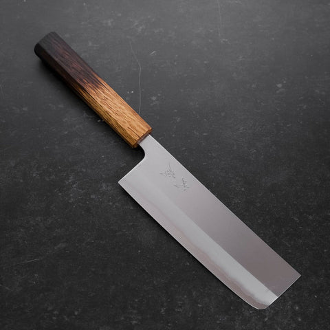 Nakiri White Steel #1 Stainless Clad Yaki Urushi Handle 165mm-[Musashi]-[Japanese-Kitchen-Knives]