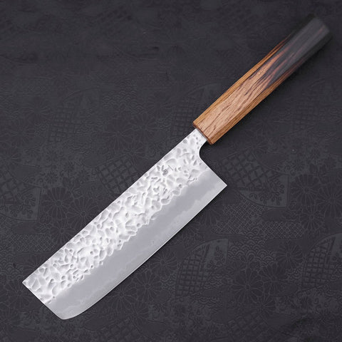Nakiri White Steel #1 Tsuchime Yaki Urushi Handle 165mm-[Musashi]-[Japanese-Kitchen-Knives]