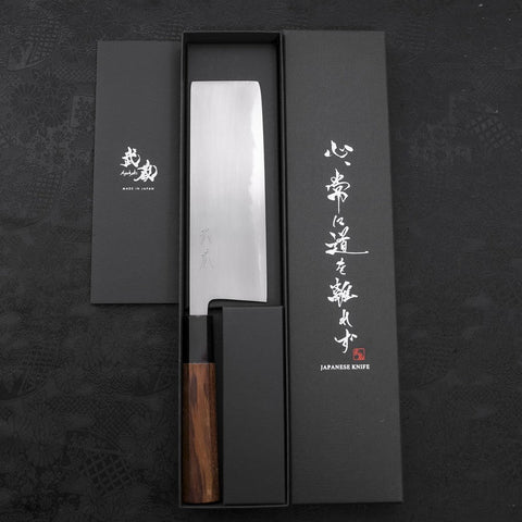 Nakiri White Steel #2 Kasumi Buffalo Teak Handle 165mm-[Musashi]-[Japanese-Kitchen-Knives]