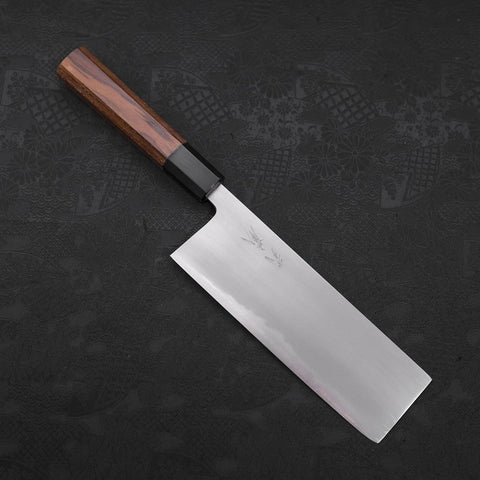 Nakiri White Steel #2 Kasumi Buffalo Teak Handle 165mm-[Musashi]-[Japanese-Kitchen-Knives]