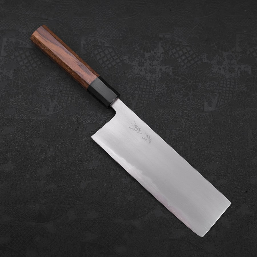 Nakiri White Steel #2 Kasumi Buffalo Teak Handle 165mm-[Musashi]-[Japanese-Kitchen-Knives]