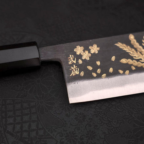 Nakiri White Steel #2 Kurouchi Chokin Fénix Mango de Ébano con Cuerno de Búfalo 165mm