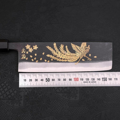 Nakiri White Steel #2 Kurouchi Chokin Fénix Mango de Ébano con Cuerno de Búfalo 165mm