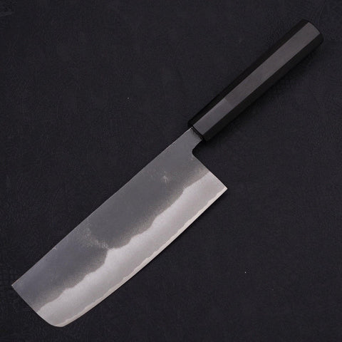 Nakiri White Steel #2 Kurouchi Chokin Snake-Sakura Buffalo Ebony Handle 165mm-[Musashi]-[Japanese-Kitchen-Knives]