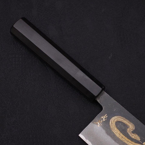 Nakiri White Steel #2 Kurouchi Chokin Snake-Sakura Buffalo Ebony Handle 165mm-[Musashi]-[Japanese-Kitchen-Knives]