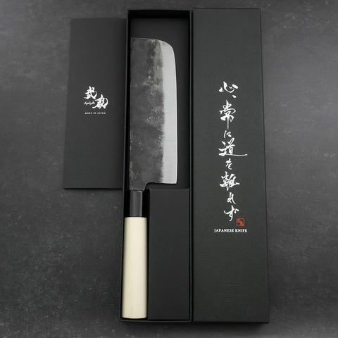 Nakiri White Steel #2 Kurouchi Magnolia Handle 165mm-[Musashi]-[Japanese-Kitchen-Knives]
