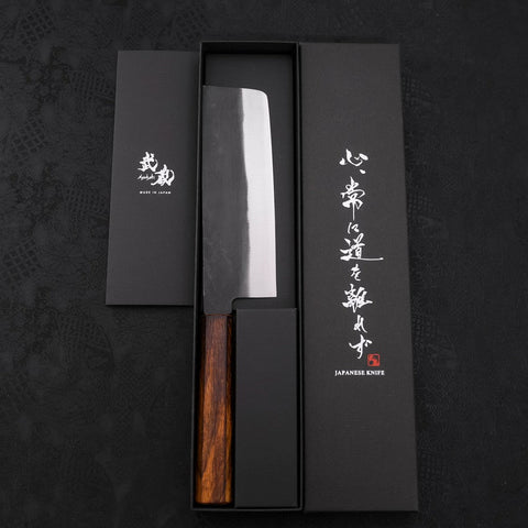 Nakiri White Steel #2 Kurouchi Sumi Urushi Handle 165mm-[Musashi]-[Japanese-Kitchen-Knives]