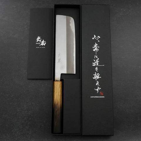 Nakiri White Steel #2 Polished Yaki Urushi Handle 165mm-[Musashi]-[Japanese-Kitchen-Knives]