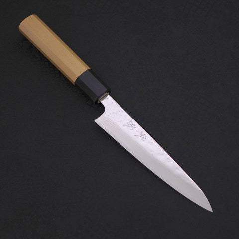 Petty AUS-10 Nashiji Damascus Buffalo Magnolia Handle 135mm-[Musashi]-[Japanese-Kitchen-Knives]